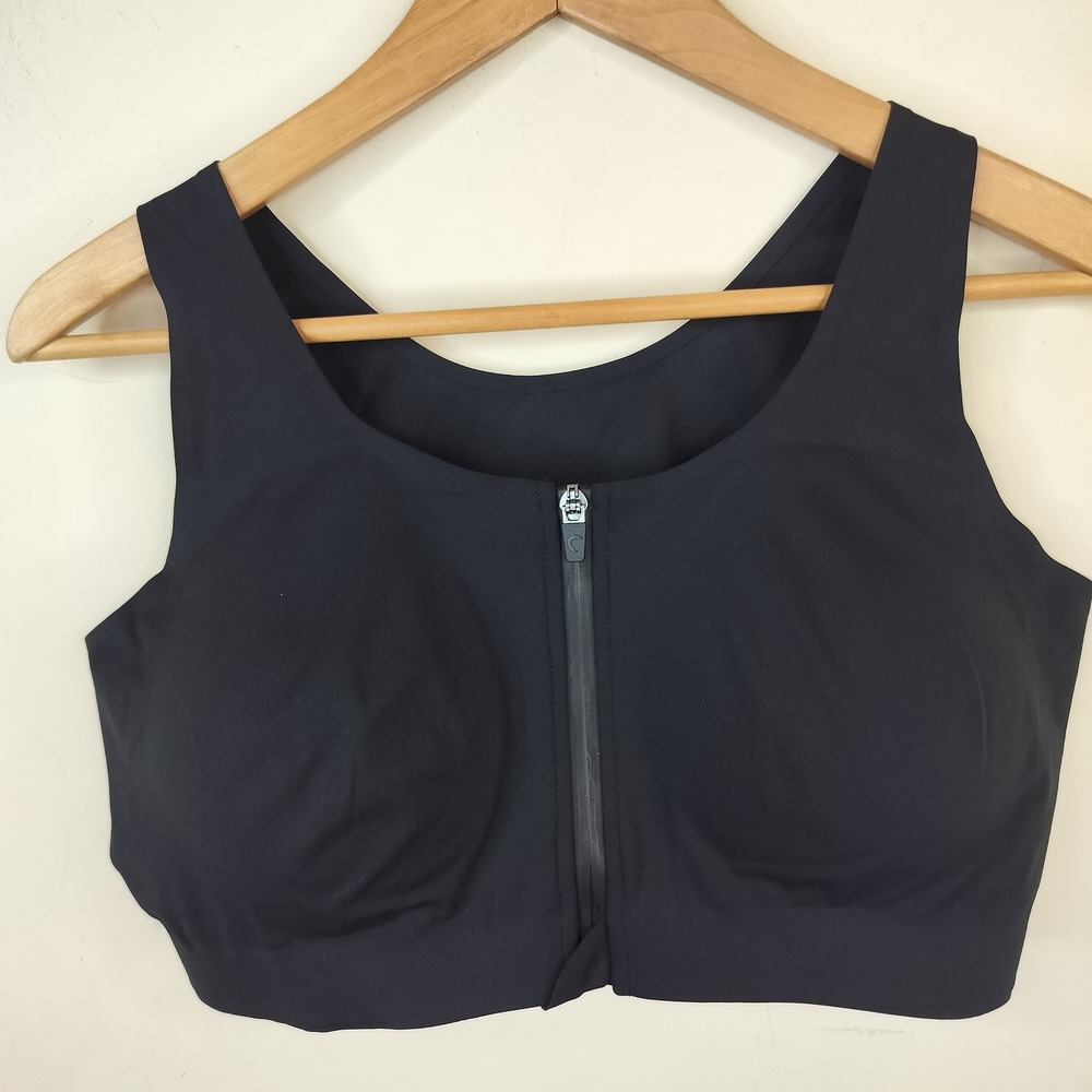 Zyia Active Front Zip Sports Bra Large High Impact Black